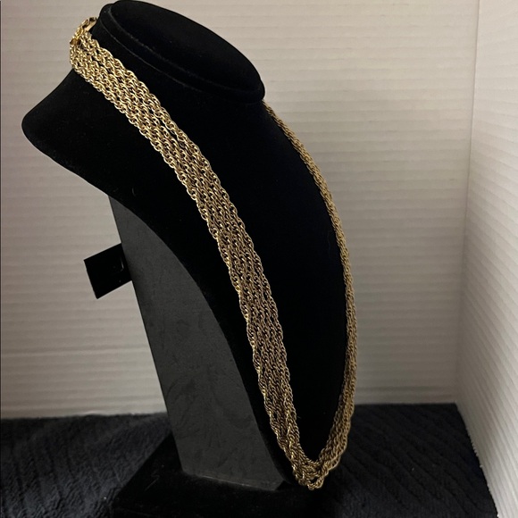 Elegant 5 Strand Gold Rope Chain Necklace 12” Drop - Picture 5 of 6